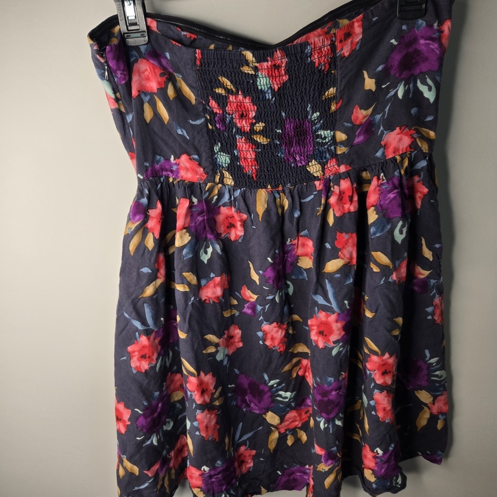 O'Neill Micro Mini Dress Strapless Dark Floral Buttons Fits Size Small Medium - Picture 5 of 12